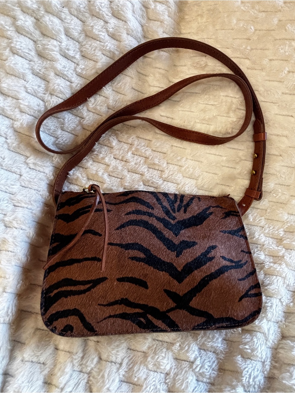 Madewell Calf Hair Tiger Print Leather Crossbody Bag